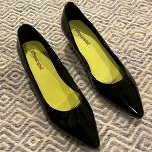 JEFFREY CAMPBELL | Black Patent Low Block Pointed Heels | Size 7
